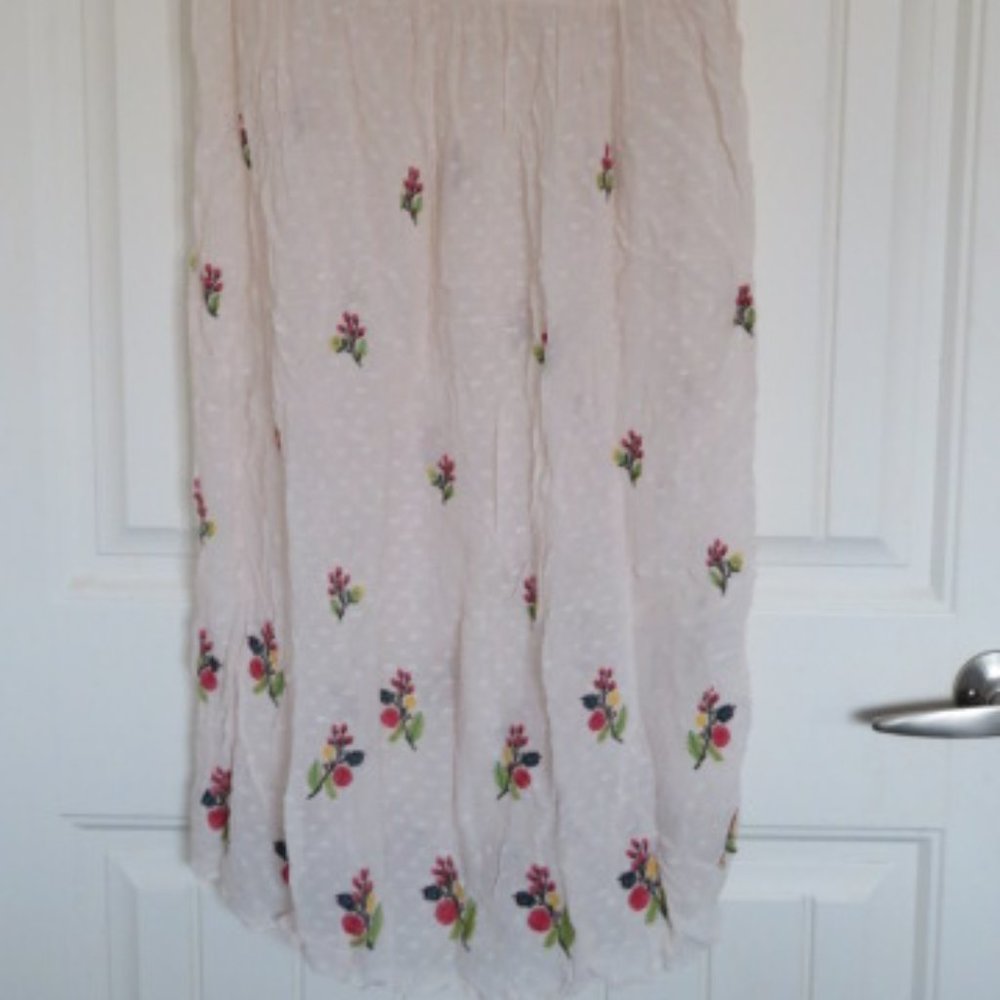 Sheer Embroidered Gauzy MAXI Dress Keyhole Back No Label XS/S (K319) - Picture 2 of 9